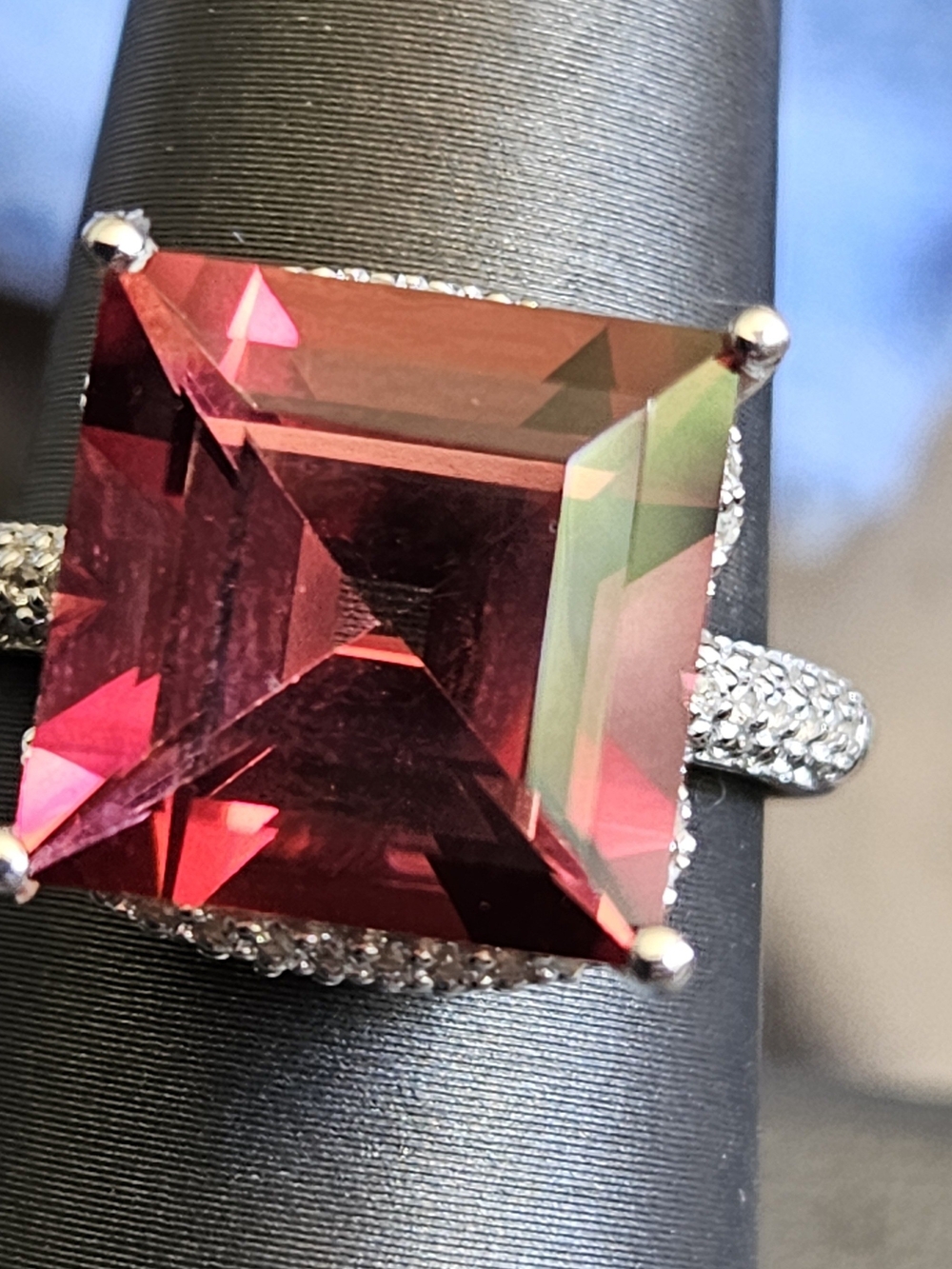5ct Red Labradorite 925 Silver Ring